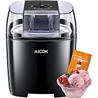 Aicok 1.5 Litro Maquina de Helados con Temporizador para Hacer Helado，Sorbete y Yogur Congela en 15-30 Minutos，Máquina…
